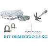 FORNAUTICA KIT ORMEGGIO CIMA CATENA GRILLI ANCORA OMBRELLO 2,5 KG - BARCA GOMMONE NAUTICA
