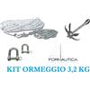FORNAUTICA KIT ORMEGGIO CIMA CATENA GRILLI ANCORA OMBRELLO 3,2 KG - BARCA GOMMONE NAUTICA