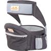 Viedouce Hipseat Marsupio con Protezione per Cintura di Sicurezza,Puro Cotone Leggero e Traspirante,Ergonomico Neonati Marsupio Sicurezza Supporto per Bambino da 4-36 Mesi(Grigio Scuro)