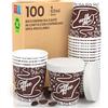 Baciato Caffè 100 Bicchierini in Carta per caffè 65ml ASPORTO BrownCUP con COPERCHIO in carta Bicchieri Ecologici Biodegradabili Monouso Piccoli Asporto Bevande Calde + 100 coperchi