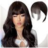 Pwsap Topper per Capelli Clip Frangia, Capelli Hair Sottile Frangia Clip Capelli Frangetta Fascia Extension, Frontale Extension Corti Lisci Posticci Fringe Parrucchino Capelli Posticci Toupee, Nero Marrone