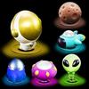 yoliyogo Giocattolo da Bagno con Luce Giochi Vasca da Bagno Spaziale 6 Pezzi Giocattoli da Bagnetto Galleggiante con Astronauta Razzo Alieno UFO Pianeta Nave Giocattolo Educativo Regalo per Bambini