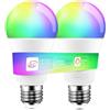 iLC Lampadine Alexa Colorate LED, Bianca Calda 2700K E27 RGBW Compatibile con Alexa (Sono necessari i dispositivi Echo), Multicolore Cambiare Colore Lampadina, 70 Watt Equivalent (2 Pezzi)