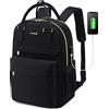 LOVEVOOK Zaino Porta PC Donna, 15,6 Pollici Impermeabile Computer Backpack Antifurto con Porta USB e Scomparto per Laptop per Scuola Università Viaggi Lavoro Aereo Ufficio, Nero