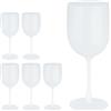 Relaxdays Calici in Plastica, Set da 6, Bicchieri Infrangibili e Riutilizzabili, Senza BPA, 400 ml, Vino Rosso, Bianco, Legno