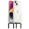 OtterBox Cover React Necklace con MagSafe per iPhone 14 Plus, Custodia sottile, antishock con cordone da collo, adattabile e intercambiabile, testata a norme MIL STD 810G, Trasparente