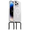 OtterBox Cover React Necklace con MagSafe per iPhone 14 Pro Max, Custodia sottile, antishock con cordone da collo, adattabile e intercambiabile, testata MIL STD 810G, Trasparente