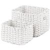 Compactor Lisou Set 2 Cesti In Carta Intrecciata Con Manici, Large 21 x 16 x H 14 cm + Small 17 x 14 x H 10 cm, Bianco, RAN7418