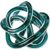 Torre & Tagus Orbit - Scultura in vetro soffiato a bocca con nodo infinito, 7,6 cm, decorazione in vetro, decorazione per la casa, piccolo centrotavola, decorazione da tavolo per la casa (verde blu)
