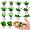 cobee Set di piante in miniatura per casa delle bambole, 14 pezzi per casa delle bambole, pianta bonsai 1:12, mini piante in vaso da giardino, piccolo fiore modello verde ornamento