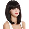 WIG ME UP - VK-1-3HDEEPVIOL Parrucca donna Corta Altezza spalle Bob lungo Frangetta Liscia Castano scuro Viola