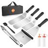 Huolewa 9 Pcs Set di Spatole per Barbecue, Set per Barbecue in Acciaio Inossidabile, Set di Spatole per Teppanyaki Grill con spazzola e borsa per il trasporto, idea per grigliare all'aperto/teppanyaki