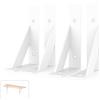 SPOROOT 4 Pezzi Reggimensola, Staffe a L per Mensole Pesanti,Staffa per Tavolo a Muro 90 Gradi Angolo Retto per Mensole in Legno Galleggianti, Bianco 100x150mm