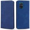 OKZone Cover per Samsung Galaxy A51 4G, Custodia Flip Pelle Portafoglio Magnetica Libro [Slot Schede], Silicone TPU Bumper Wallet Supporto Cover, Antiurto [Kickstand] (Blu)