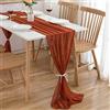 CHUQING Runner Tavola In Chiffon, Runner Autunnale,70X300 cm, In Rosso Ruggine, Fascia Tavolo In Terracotta 3m, Runner Tavola Autunno, Decorazione Tavola Matrimonio