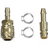 AUPROTEC Set d'Accoppiamento per aria compressa Raccordo Rapido Ottone 9mm + Innesto + Fascette