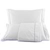 Manifattura Tessile Lenzuola Cotone Egiziano Bianco con Bacchetta Ricamata - Celeste, 160x200 Matrimoniale Small