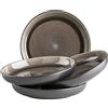 MÄSER Serie Niara, set di piatti fondi moderni per 4 persone in emozionante look vintage, grandi piatti profondi per pasta e zuppe in ceramica, gres, grigio/nero