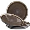 MÄSER Serie Niara, set di piatti piani moderni per 4 persone, in stile vintage, grandi piatti in ceramica, gres, grigio/nero