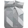 Catherine Lansfield Larsson Geo Copripiumino, 52% Poliestere, 48% Cotone, Grigio, Set Piumino Doppio King Size
