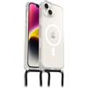 OtterBox Cover React Necklace con MagSafe per iPhone 14 Plus, Custodia sottile, antishock con cordino a collana, adattabile e intercambiabile, testata MIL STD 810G, Trasparente - Senza Retail Package
