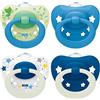 NUK Signature Day & Night ciuccio | 6-18 mesi | Calma il 95% dei bambini | Succhietti a forma di cuore in silicone senza BPA | Glow-in-the-dark | Stelle | 4 pezzi