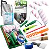 ToolSpace 17 Pezzi Set - Rullo Pittura Kit 18 cm - Rulli 4 x 11 cm Manico - Pennello 36 mm Tondo 20 mm e Vaschetta Griglia - Telo Protettivo Nastro Blu - Asta per Mescolare Taglierino Matita Spatola