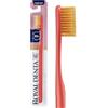 Royal Denta Spazzolino da denti super morbido dorato, extra morbido per denti e gengive sensibili, spazzolino da denti a doppia lunghezza, particelle d'oro per prevenire i batteri, rosso corallo