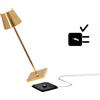 Zafferano Poldina Pro Micro, Lampada da tavolo LED senza fili Ricaricabile, Temperatura colore 2200-2700-3000K, IP65 Uso Interno Batteria Lunga Durata, Corpo in Alluminio H 27.5 cm - Oro Lucido