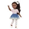 Glitter Girls - Celtico - Bambola di moda posabile da 36 cm - Capelli lunghi castani e occhi marroni - Top e gonna blu-ombra con glitter oro - Carnagione medio-scura - 3 anni +