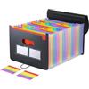 Carehabi Cartella Portadocumenti A4 25 Scomparti, Cartella Organizer Portatile Porta Documenti A4 Fisarmonica Organizzatore con Coperchio E Schede Colorate