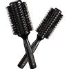 Navaris Set 2x Spazzola Rotonda Legno Ø 25mm 40mm - Spazzole per Capelli - Gomma Naturale e Setole Cinghiale - Hair Brush Wood Volumizzante - Nero