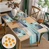 Inhobbok Set di 4 runner da tavola e tovagliette, colore turchese e grigio, pittura astratta, decorazione da tavolo, per esterni, resistente alle intemperie, set di tovagliette lavabili in poliestere, per