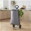 [en.casa] Trolley Portaspesa Carrello da Spesa Portapacchi a 2 Ruote Telaio Pieghevole Borsa Impermeabile Rimovibile 36 L 30 kg - Grigio Scuro/Nero