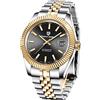RollsTimi Pagani design Orologio Automatico da Uomo, Movimento Meccanico Automatico Giapponese, Elite Business Watch, Acciaio Inox, Moda Casual, Resistente all'Acqua fino a 100m… (Oro nero - PA1645- PQ)