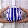 City to Cottage® Zuccheriera con Coperchio in Ceramica in Fantasia a Righe Blu Scuro| Realizzata e Dipinta a Mano | Vasetto per il Miele o Marmellata