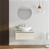 DEGHI Mobile bagno sospeso portalavabo 80 cm in legno rovere bianco con lavabo e specchio - Plain