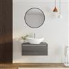 DEGHI Mobile bagno sospeso portalavabo 80 cm in legno rovere grigio con lavabo e specchio - Plain