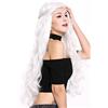 WIG ME UP - 91323-ZA68C Parrucca Donna Molto Lunga Ondulata Bianco Elaborata Trecce Riga in Mezzo Romanticismo Fiabe Principessa Hippy