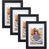 EXYGLO Cornici Foto, Cornice 10x15, Portafoto da Tavolo e Parete Contengono 4 Cornici Nere, Decorazione per Soggiorno, Corridoio, Camera da Letto, Ufficio
