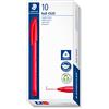 Staedtler Penna a sfera triangolare, inchiostro rosso, larghezza linea F circa 0,7 mm, per scrittura rilassata, 10 penne a sfera rosse in astuccio di cartone, 4320 F-2