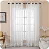 GIRASOLE HOME® Coppia Tende Filtranti in Simil Lino Fantasia Rampicanti Tenda per Interni 2 Pannelli con Occhielli (Bianco, 140x235cm)