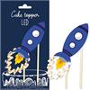 Scrapcooking 4968 - Topper LED a forma di razzo - Decorazione luminosa in legno per compleanni, bambini, per torte, dolci, torte e dolci, decorazione accessorio per feste