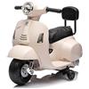 Mondial Toys Moto Elettrica Scooter per Bambini Mini Vespa GTS Piaggio 6V con Schienale Sedile in Pelle Luci Suoni (Bianco)