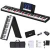 OYAYO Pieghevole Pianoforte Digitale 88 Tasti Full Size Semi Pesati Pianoforte Elettrico Portatile Supporto MIDI, con Adesivi per Pianoforte, Borsa per Pianoforte, Regalo di Compleanno per Bambini e Adulti