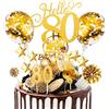 Nuts OT nuts Decorazione per torta per 80 compleanno, per uomini e donne, 17 pezzi, decorazione per torte Happy Birthday, 80 compleanni, decorazioni con candela numerica 80, palloncini con coriandoli e scomparti