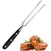 TNSLAND Forchetta per carne in acciaio inox - Forchettoni da Carne - Forchettone barbecue, Lunghezza lama 17 cm, Manico in Legno, Forchetta per Arrosti, Forchette Acciaio per Arrosti (nero, 29.7cm)