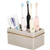 Shinowa Portaspazzolino Grande (5 Slot per Spazzolino da Denti), Supporto per Dentifricio Portaspazzolini Elettrico da Bagno Moderno in Resina con Foro di Drenaggio Decorativo Filo d'oro - Kaki