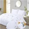 Chlophy Set copripiumino floreale per letto matrimoniale bianco fiore giallo ricamato set di biancheria da letto Cottagecore elegante botanico fiori di campo francese country cottage fresco estate fiore 3