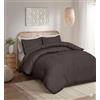 Filo Magico Set di biancheria da letto in 100% policotone, 200 fili, copripiumino tinto con federe, non si sgualcisce, facile da pulire, per letto singolo, matrimoniale, king e super king size (super king, grigio